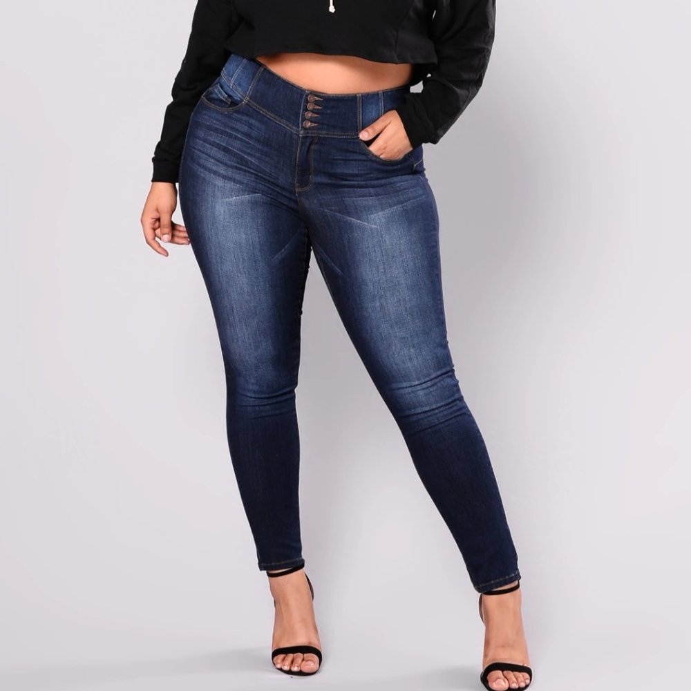 Hi-rise, Skinny, Bootie shaping jean dark denim